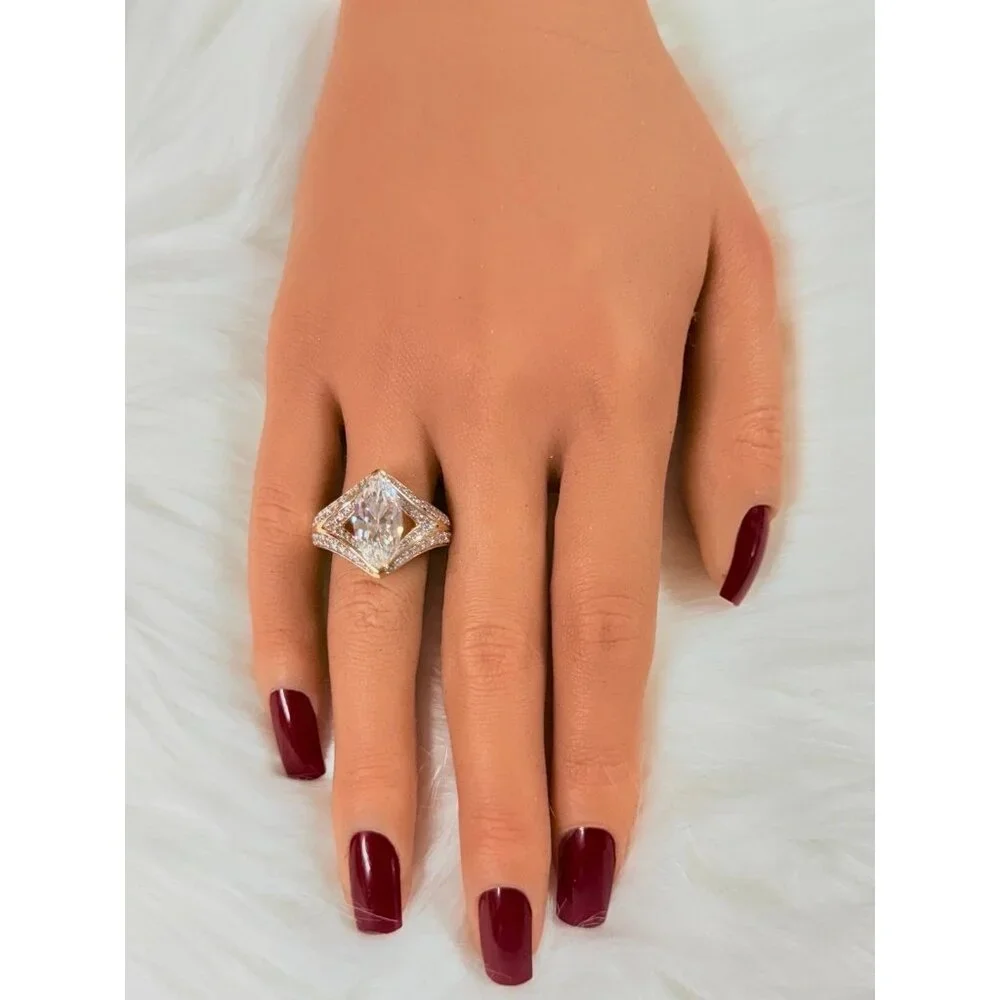 Dazzling 925 Gold Vermeil Cz Ring‎